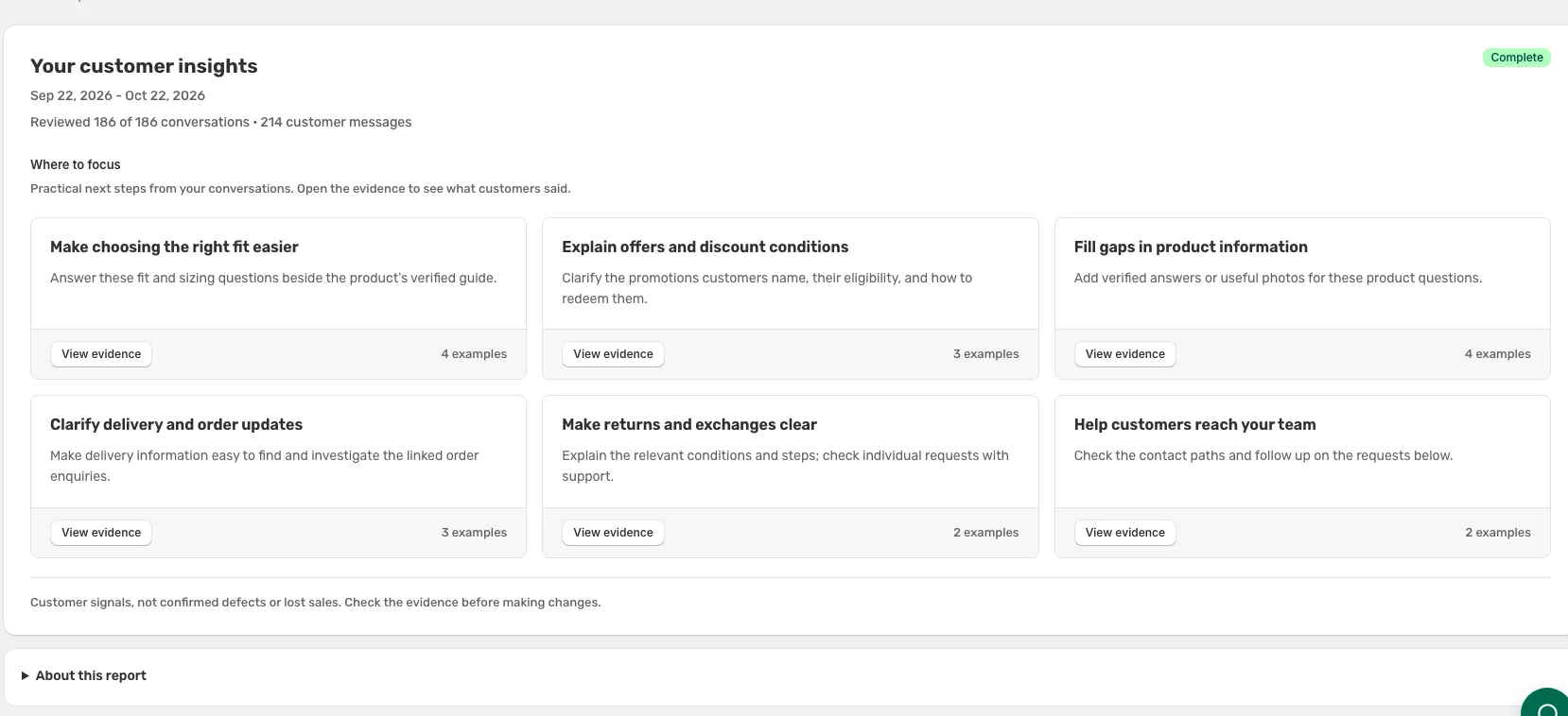 Vouch customer insights report with six areas to focus on